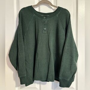 Old Navy Forest Green Waffle Knit Top